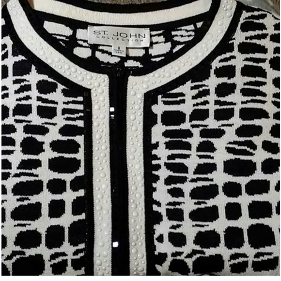 St. John Collection Black and white with fancy detailed accents Cardigan - sz 8 - Picture 6 of 7